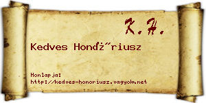 Kedves Honóriusz névjegykártya